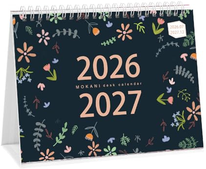 Desk Calendar 2026-2027, Monthly Desktop Calendar (Jul. 2026 - Dec. 2027, 10 x 8.25), Standing Flip Calendar with Thick Paper, Academic Year Planner with Stickers
