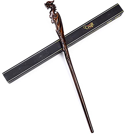 Handicraftviet Drachenstab, handgeschnitzter Zauberstab aus Holz, Zauberstab, 38,1 cm, für Cosplay, Sammlerstück, Geschenk für Kinder und Erwachsene an Halloween, Weihnachten und Geburtstagsparty