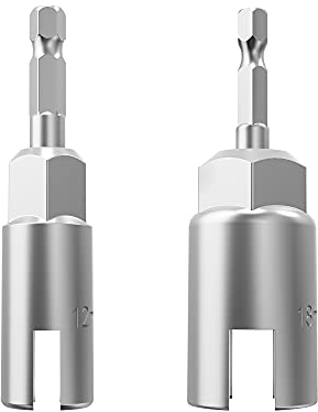 2 Pack 1/4 Hex Shank，Power Wing Nut Driver Set,Slot Wing nuts Drill Bit Socket Wrenches Tools Set, Drills Bits for Panel Nuts screws eye C hook bolt (2 Pack 2 Size （12mm,18mm）)