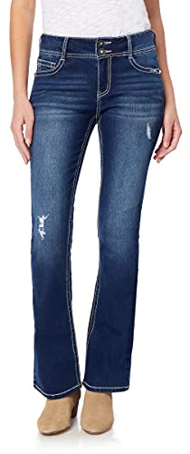 WallFlower Women's Luscious Curvy Bootcut Mid-Rise Bling Insta Stretch Juniors Jeans (Standard and Plus), Clarke, 3