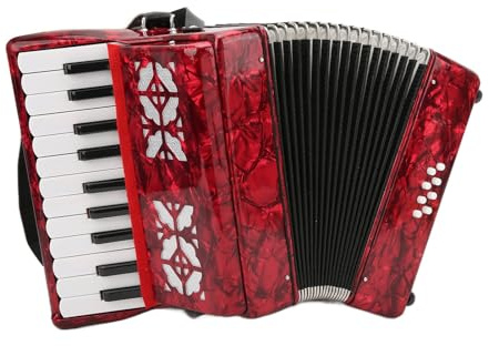 22 Key 8 Bass Piano Accordion for Beginners Professional Educational Musical Instrument with Retractable Strap for 110-140cm in Height Or Beginners