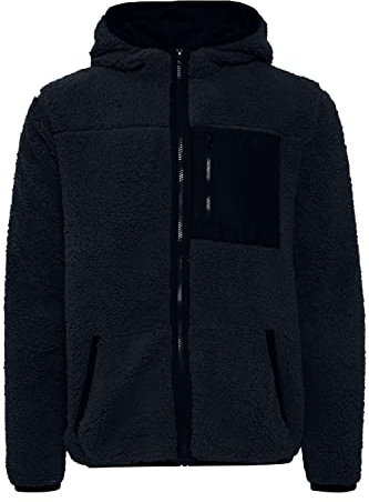 !Solid SDLuka Fleecejacke Herren Übergangsjacke Fleece Jacke mit Teddy Fell mit Kapuze Regular Fit Brusttasche Regular fit, Größe:XL, Farbe:Insignia Blue (194010)
