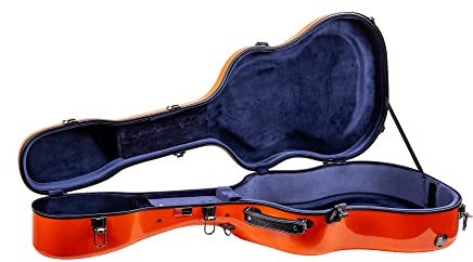 Crossrock Deluxe Fiberglas-Koffer für 40/41 Dreadnought-Akustikgitarre mit abnehmbaren Schultergurten – Orange (CRF2021DOR)
