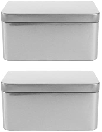 Doitool Tapa de caja de lata de metal, 2 recipientes grandes, soporte para guardar llaves de coche de té, galletas, plata
