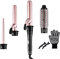CkeyiN Lockenstab Set 4 in 1 Multifunktions Austauschbare Keramikbeschichtung Curling Iron Lockenwickler Kit Lockenstäbe mit Verschiedenen Aufsätzen Große und Kleine Locken Set (Rosa)
