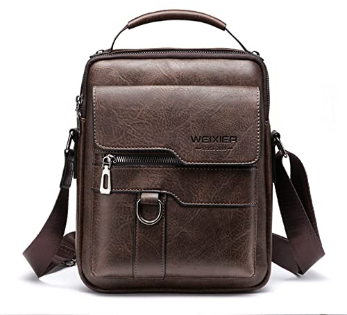 Borsello Uomo Pelle Tracolla Casual Borsa a Spalla da Uomo Borselli da Lavoro Piccolo Messenger Bag per ufficio,Viaggio,Vita quotidiana, creatività regalo per la festa del papà (B-marrone Scuro)