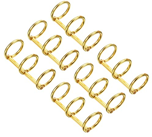 PATIKIL 0.63 Diamètre 3-Anneaux Livre Anneaux 6Pcs Métal Binder Anneaux Détaché Feuille Anneau Détachable pour Bureau Desk Calendrier Photo Album Doré