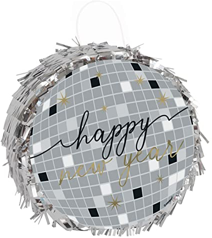 Unique 48006 - Mini Disco Ball Pinata Favour Decoration - Disco New Year Party - 1 Count (Pack of 1), Silver