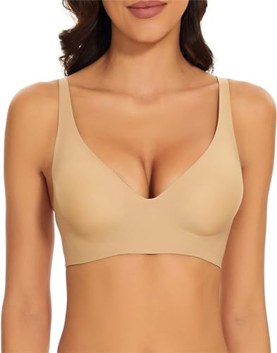 Manxing Reggiseno Senza Ferretto Push Up Donna Bralette Senza Cuciture con Imbottitura Removibile Comodo e Morbido Sportivo Reggiseno