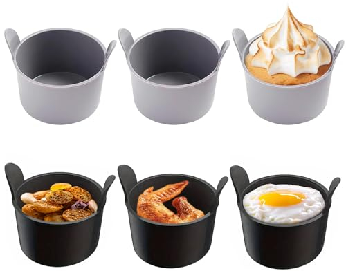 Ramekins for Air Fryer,Silicone Air Fryer Moulds, 6PCS Air Fryer Egg Poacher Food Grade Silicone Mould for Air Fryer, Yorkshire Pudding Tray Poached Egg Cups Poached Egg Maker, Air Fryer Accessories