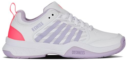 K-Swiss Women's Court Express 2 Tennis Shoe, White/Orchid Petal/Neon Blaze, 9.5 M