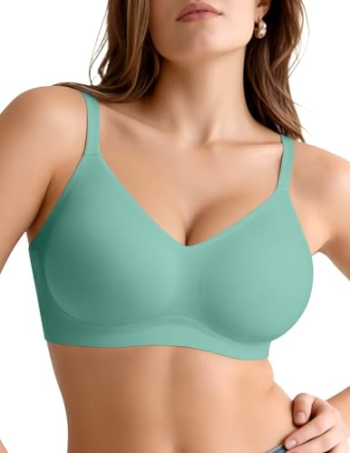 Vertvie Seamless Bras for Women Non Wired Comfort Wireless Push Up Bra Soft Support Full Coverage Everyday Bra Padded Zero Feel Bralettes (Mint Green,XL)
