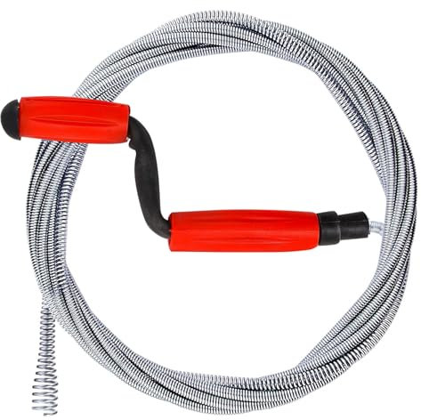 ACTOYS Furet Deboucheur Canalisation Professionnel, 5m x 9mm Deboucheur Canalisation avec Manivelle, Spirale Déboucheur WC, Sonde de Debouchage, Spirale de Nettoyage pour WC Evier Canalisation