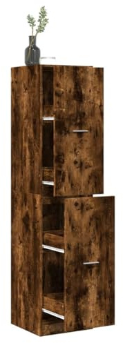 Homgoday Armoire à pharmacie - Meuble de rangement - Armoire d'appoint pour cuisine, salon, bureau - Chêne fumé - 40 x 41 x 174,5 cm