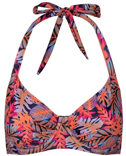 Trespass Bikini da donna con scollo all'americana Norie – Costumi da bagno con reggiseno rimovibile, stampa floreale con foglie, bikini da donna per spiaggia, vacanze, bikini estivo, Stampa Navy, 46
