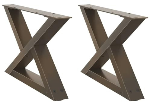 vidaXL Pieds de Table Basse 2 pièces Acier Naturel 50 x (30-31,3) cm Acier