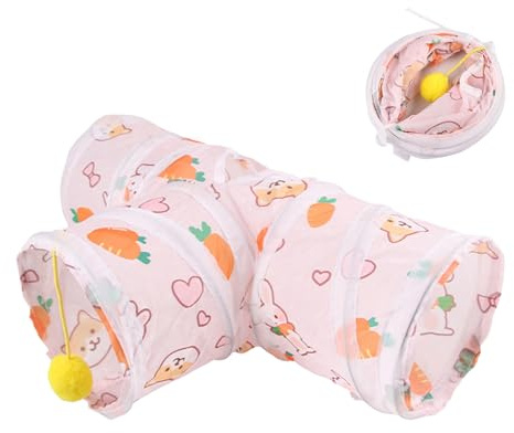 Túnel de Animales pequeños, túneles de Conejo para Conejos Interiores - Tubería de Pet Peekaboo de Interior | Túnel Plegable para Gatitos Cubiertos Conejos Enanos conejitos de indiferencias de Indias