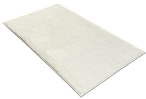 Comart - Tappeto Arredo Puffy - Soft Lavabile Antiscivolo - 50x90 cm Bianco | in Poliestere, Lavabile in Lavatrice, Fondo Antiscivolo in Latex, Super Morbido, Pelo Medio, per Salotto e Camera da Letto