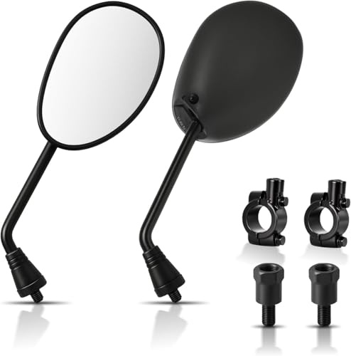 Motorcycle Mirrors Motorbike Side Rear View Mirror Wide View Mobility Scooter Mirrors with M8/M10 Mounting Bolt Universal Suitable for ATV UTV Dirt Bike witn 7/8'' Handlebar Black