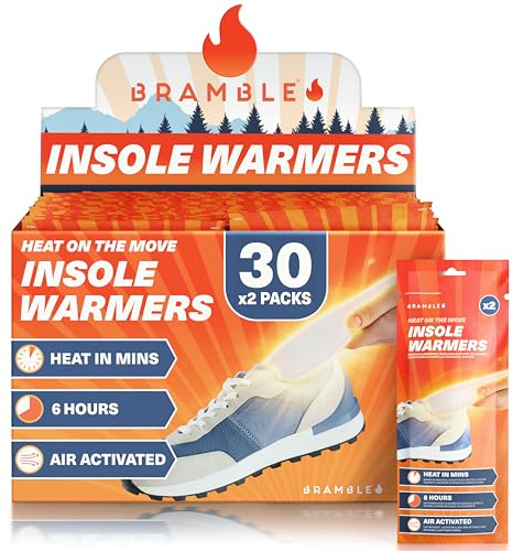 Bramble 60 Insole Foot Warmers - All-Natural Odorless Air-Activated Warmers - Up to 6 Hours of Heat
