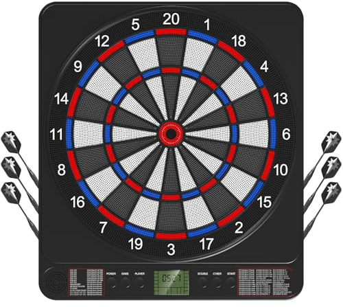 Elektronische Dartscheibe I E-Dartboard für Erwachsene I 12 Dartpfeilen & Ersatzspitzen I Geeignet für Partys und Spieleabende