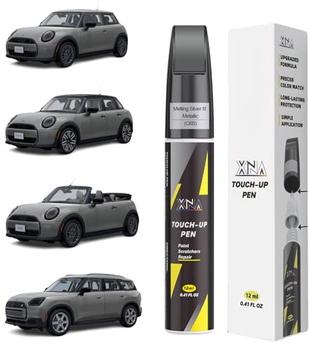 XNA Melting Silver III Metallic(C6B) for MINI Touch Up Paint, 2 in 1 Car Scratch Remover with Pen Tip and Brush, Exact Color-Matched for Car Paint Scratch Repair, Quick & Easy Fix Chips and Nicks