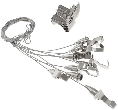 Operitacx 10 Piezas Kit Cable Ajustable para Colgar Cuadros y Carteles Incluye Gancho y Alambre de Acero de Sistema Resistente y Fácil Instalación para Interiores y Exteriores