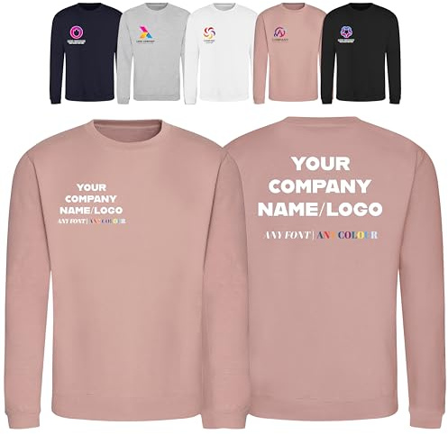 Varsany Personalised Mens Womens & Kids Sweatshirt UK - Customise With Any Text And Photo, Long-Lasting Print Dusty Pink