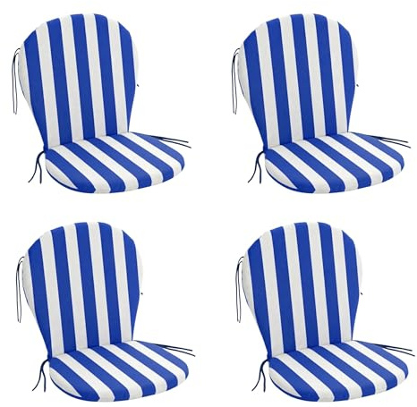 PIND Cojín para Silla de Exterior en Forma de Guitarra Rayas Pack 4 Unidades - Almohadilla Acolchada para Silla 50x92x3,5 cm con Cremallera y Cordones Ajuste.