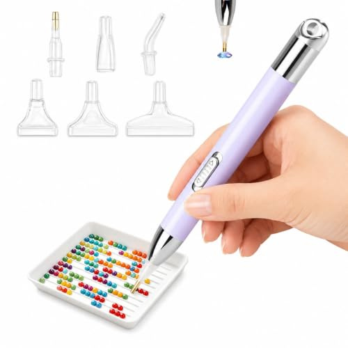 Xforevery Electric Diamond Art Pen Kits for Adults, Rechargeable | Wireless Pen for Diamond Painting Accessories and Tools, 6 Interchangeable Tips for 5D Crystal Art