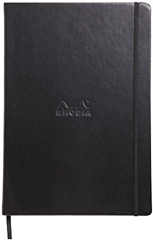 RHODIA 118869C - Cahier Rigide Webnotebook noir - A4 21 x 29,7 cm - Pointillés Dot - 192 pages - Papier Clairefontaine Ivoire 90 g/m² - Marque-Page, Fermeture Élastique - Couverture Simili Cuir
