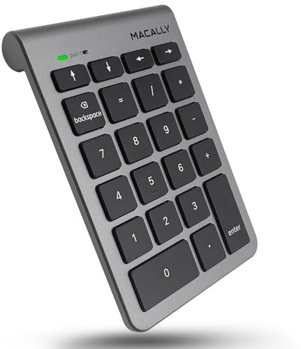Macally Bluetooth Number Pad for Laptop - Wireless Numeric Keypad - 22 Key Numeric Keypad for Data Entry, Numpad Compatible with MacBook, iPad, iPhone, iOS, Laptop, PC, Android