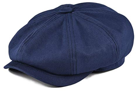 BOTVELA Men's Newsboy Flat Cap 100% Cotton Gatsby Ivy Golf Cabbie Hat (Navy Blue, 7 3/8)