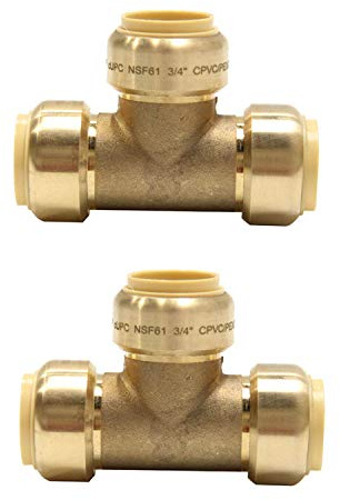 (Pack of 2) EFIELD 3/4 Inch Tee Push-Fit Fitting to Connect Pex, Copper, CPVC With Disconnect Clip,(PF081)