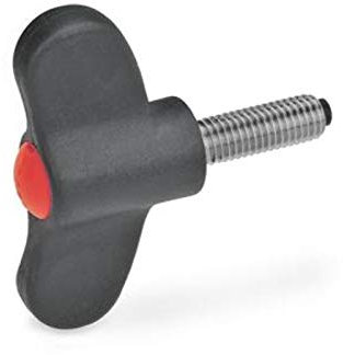 Vite a farfalla con perno di pressione, diametro 55 mm, M8 x 20, rosso