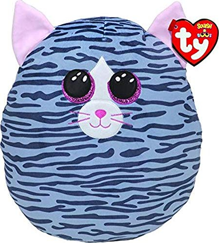 Ty Kiki Grey Cat Squish a Boos 14 | Beanie Baby Weiches Plüschtier | Sammlerstück Kuscheliger Stoffteddy