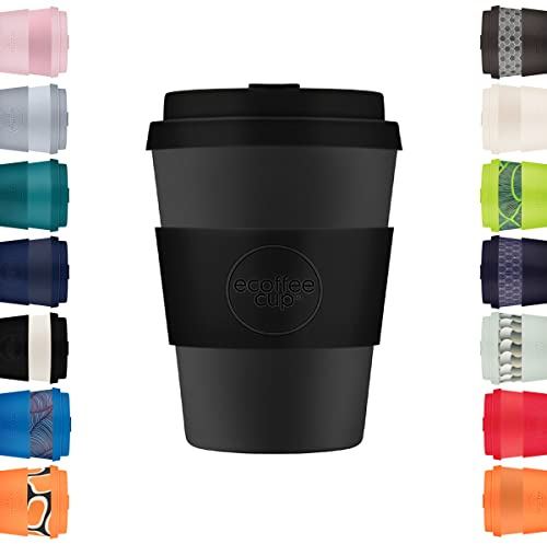 Ecoffee Cup 12oz 350ml Reusable Eco-Friendly 100% Plant Based Coffee Cup with Silicone Lid & Sleeve - Melamine Free & Biodegradable Dishwasher/Microwave Safe Travel Mug, Kerr & Napier