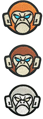 Monkey Patch Iron on Sew on Embroidered Cartoon Animal Applique Angry Robot Monkey Morale Patches Set of 3 Decorative Clothing Repair