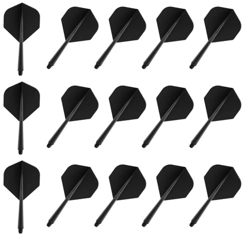 lahnao 15 Pièces Tiges et Ailettes de Fléchettes Intégrées, Noir Flechettes Pointe Plastique 2BA, Accessoire Flechette Standard en Lastique de 75 mm avec Diamètre Fileté pour Jeu de Fléchettes