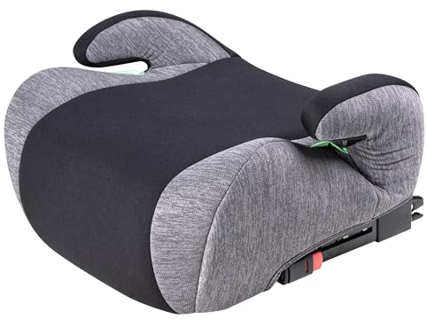 WALSER Kinder Sitzerhöhung Auto ISOFIX, bequemer Kindersitz Auto 125-150 cm leicht waschbar, Kindersitzerhöhung Auto Raffi neueste Norm ECE R 129, Sitzerhöhung Auto Kindersitz schwarz/grau
