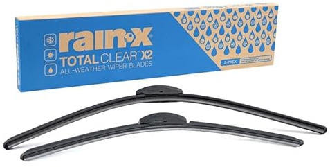 Rain-X 810330 Total Clear Beam Wiper Blades 26 & 16 Windshield Wipers for All-Weather Performance, Rubber Squeegee for Smooth Clean Wipe & Quiet Operation - 2 Pack Value