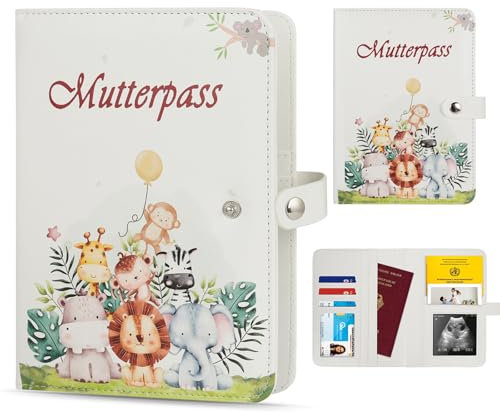 TOGOU2S Mutterpasshülle aus Kunstleder mit 9 Fächern Hülle Mutterpass Schutzhülle Ultraschallbildern Aufbewahrung von Versicherungskarten Mutter Kind Pass Hülle Schwangerschaft Verkünden Geschenk