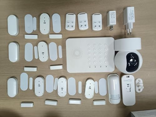 PGST Sicherheitsset, Alarmanlage WiFi/GSM/4G, 15-teilig mit IP-Kamera, 8 Türsensoren, 2 Bewegungssensoren, 3 Fernbedienungen