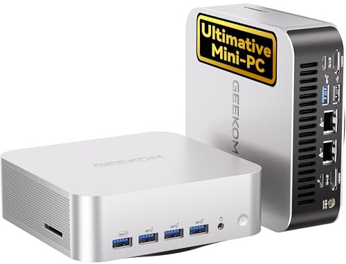 GEEKOM AI Mini PC A9 Max mit AMD Ryzen AI 9 HX 370(12C/24T, bis zu 5.1GHz), 32GB DDR5+ 1TB SSD, 2.5G Dual-LAN Mini Computer Windows 11 pro mit 2×USB4|HDMI2.1|Wi‑Fi 7&BT 5.4 für Alle Einsatzszenarien