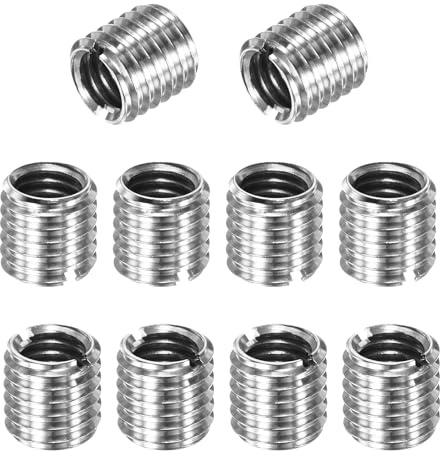 M METERXITY 10-Pack Thread Adapters Sleeve Reducing Nut, M10x1.5 Male to M8x1.25 Female 10mm H Thread Repair Insert Stainless Steel Nut Screw Reducer, Screw Sleeve Conversion