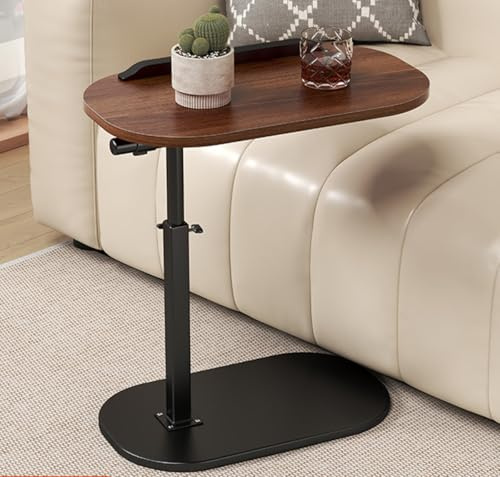 C Bordsbord, justerbar höjd svängbart TV-brickbord, glider under soffan, litet soffbord för begränsade utrymmen, mångsidigt mellanmål och dryckesbord