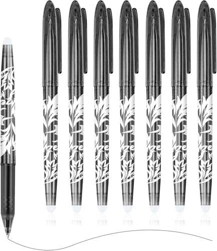 Vmoomax raderbar kulspetspenna, 8-pack 0,5 mm, svart raderbar gelpenna, påfyllningsbar kulspetspenna, raderbar penna för kontorsmaterial, skolmaterial