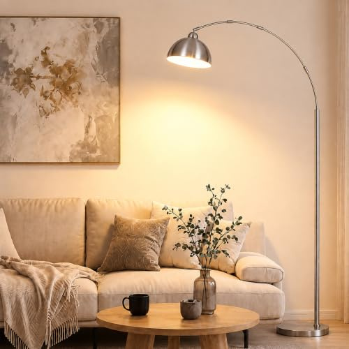 Moderne Bogenlampe Wohnzimmer, 204 cm Stehlampe, 100 cm Ausladung OVEL FL02