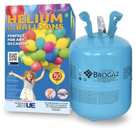 Bombola di Elio per 50 Palloncini - Gas Elio in Ricarica, Facile da Usare, Ideale per Feste e Eventi (Palloncini NON Inclusi)