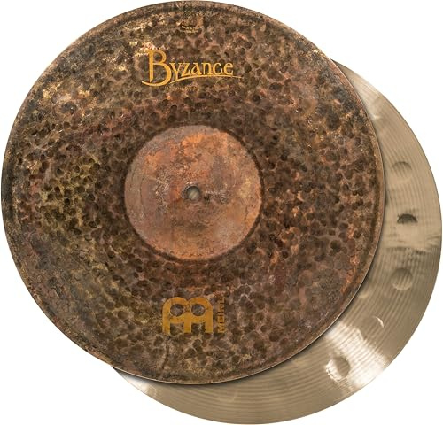 Meinl Cymbals Byzance Extra Dry Hihat Medium 14 Zoll (Video) Schlagzeug Becken (35,56cm) B20 Bronze, Naturbelassenes und Traditionelles Finish (B14EDMH)